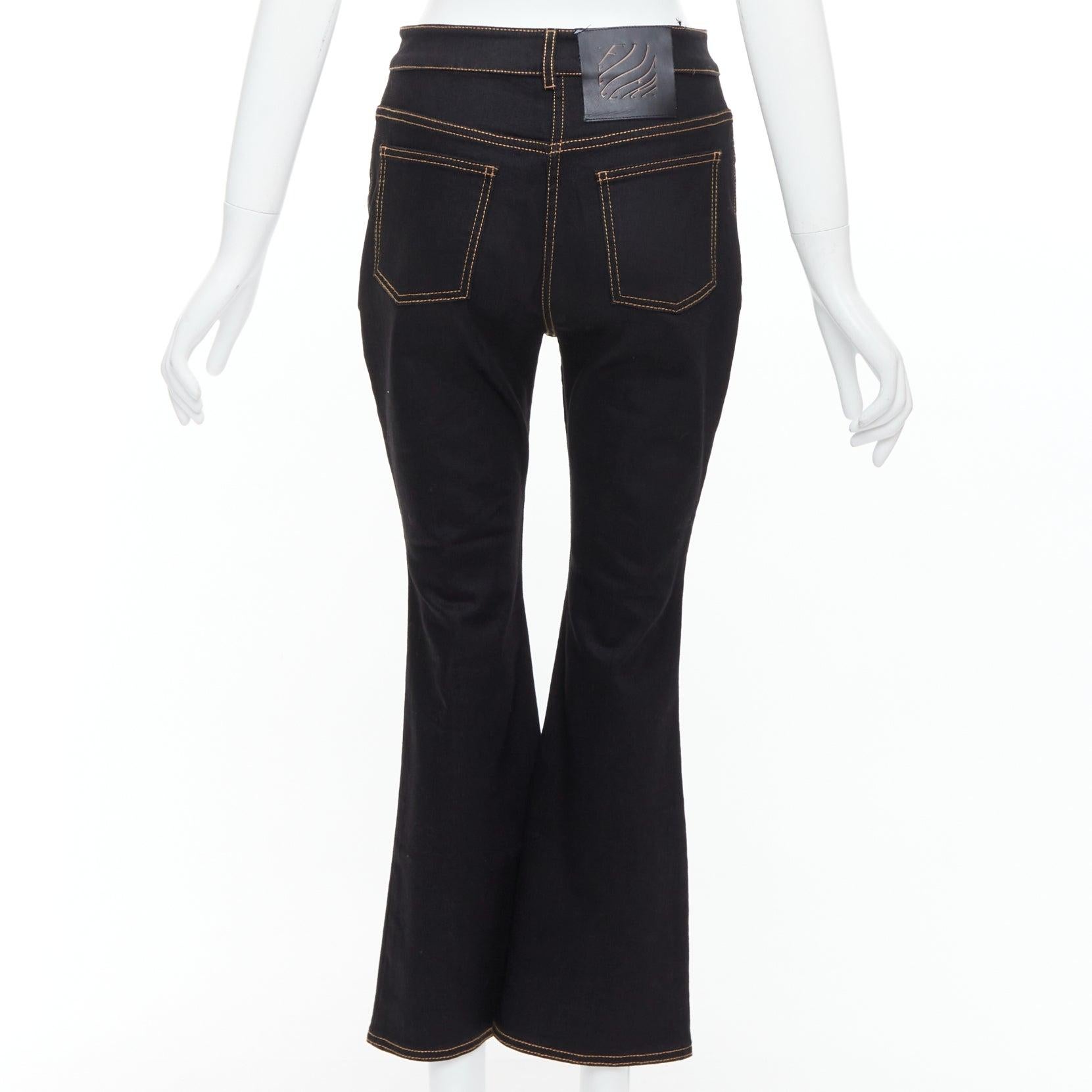 Women's ELLERY Presentism Corset  blue overstitched crop boot cut jeans 26