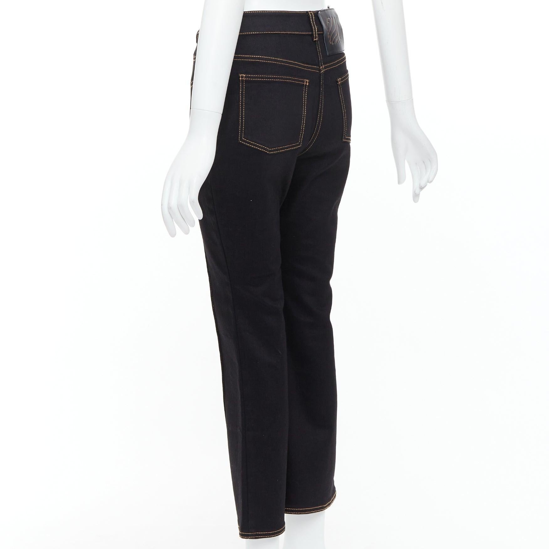 ELLERY Presentism Corset  blue overstitched crop boot cut jeans 26