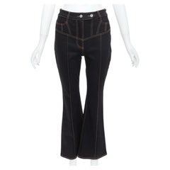 ELLERY Präsentismus Korsett blaue übergenähte Crop Boot Cut Jeans 26"