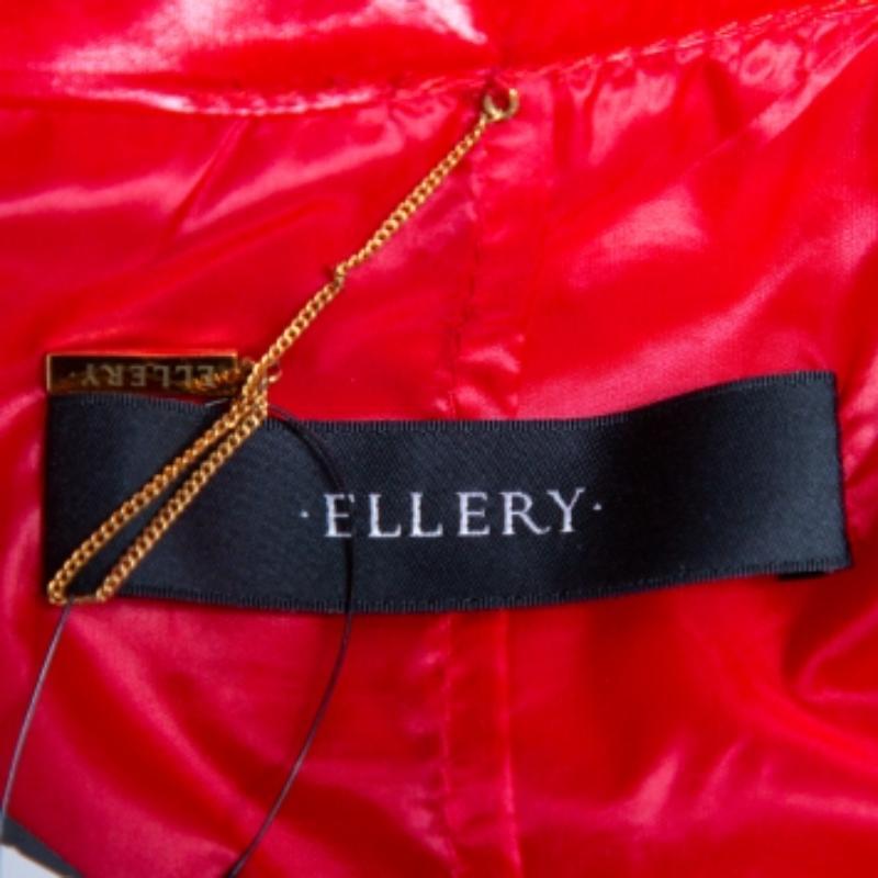 A classic style combined with a striking hue result in this masterpiece by Ellery. This creation exudes elegance and is great for casual wear. Crafted from red synthetic material, this trench coat is a must-have. It features a simple collar, a belt