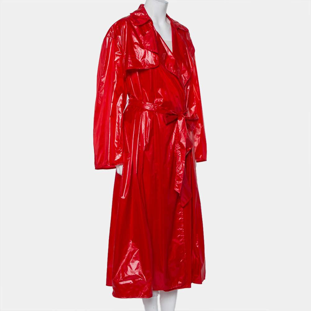 Ellery Red Synthetic Belted Le Strange Trench Coat M In Excellent Condition For Sale In Dubai, Al Qouz 2