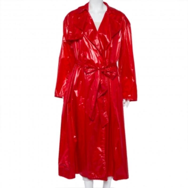 Ellery Red Synthetic Belted Le Strange Trench Coat M For Sale 2