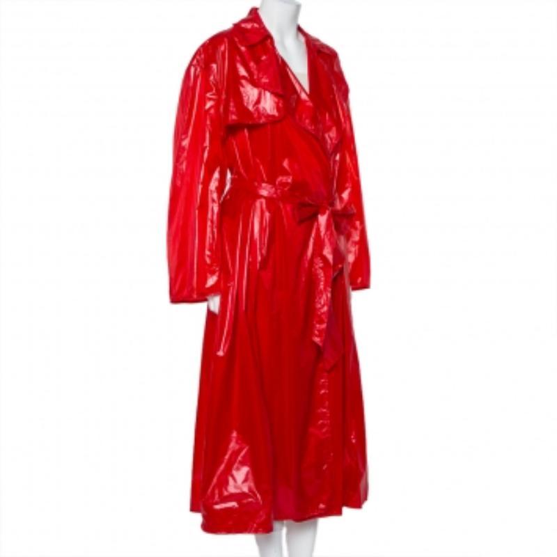 Ellery Red Synthetic Belted Le Strange Trench Coat M For Sale 3