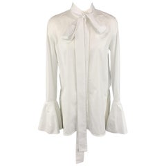 ELLERY Size 2 White Cotton Ruffled Blouse