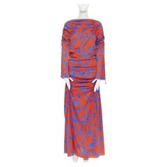 ELLERY SS18 Rocket rojo azul venus grecian print shirred ruched midi dress S