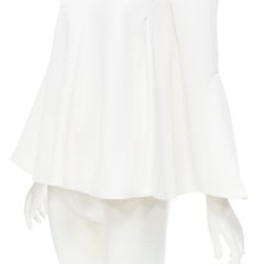 ELLERY white crepe flutter bell sleeve flared top US4 S