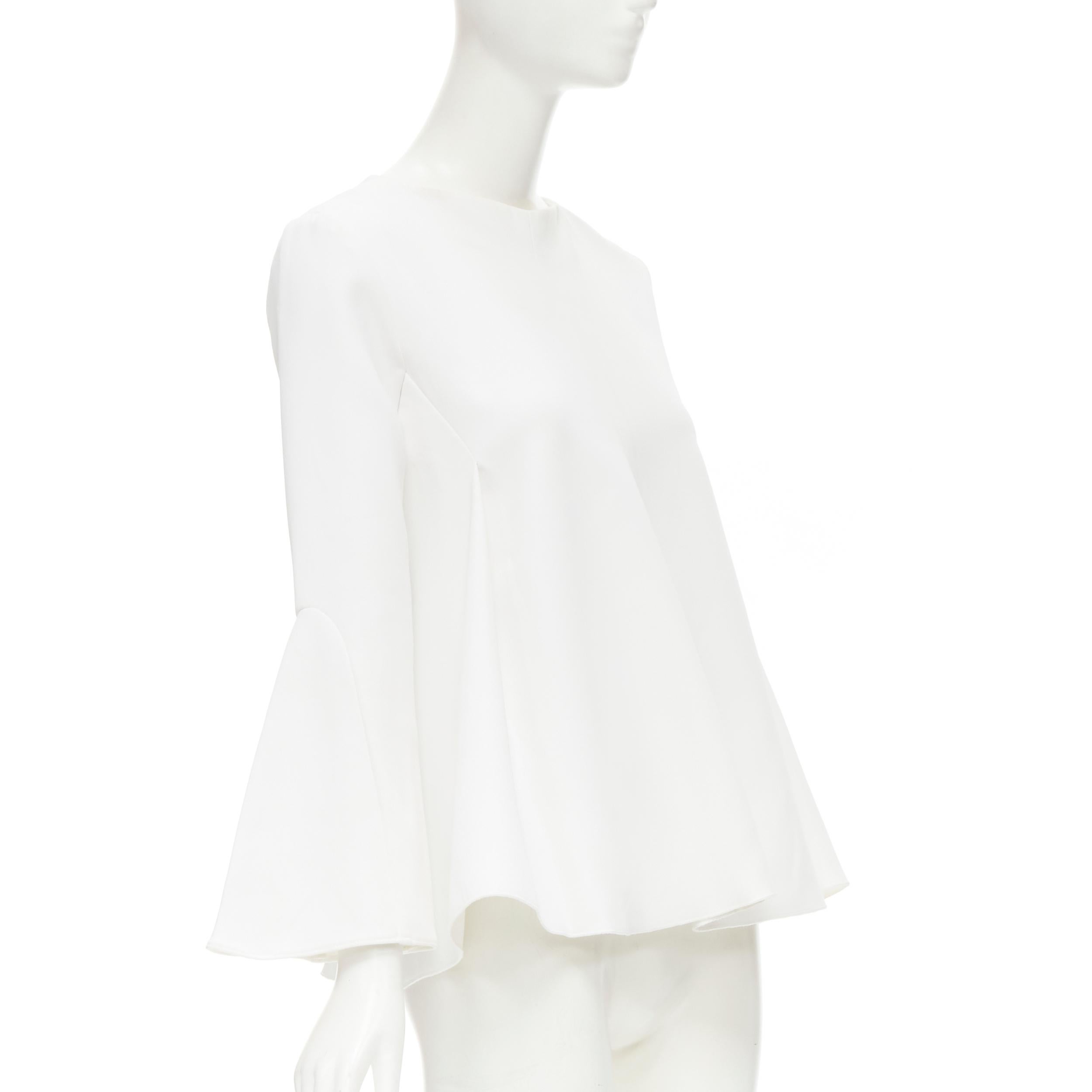 Gray ELLERY white crepe flutter bell sleeve flared top US4 S