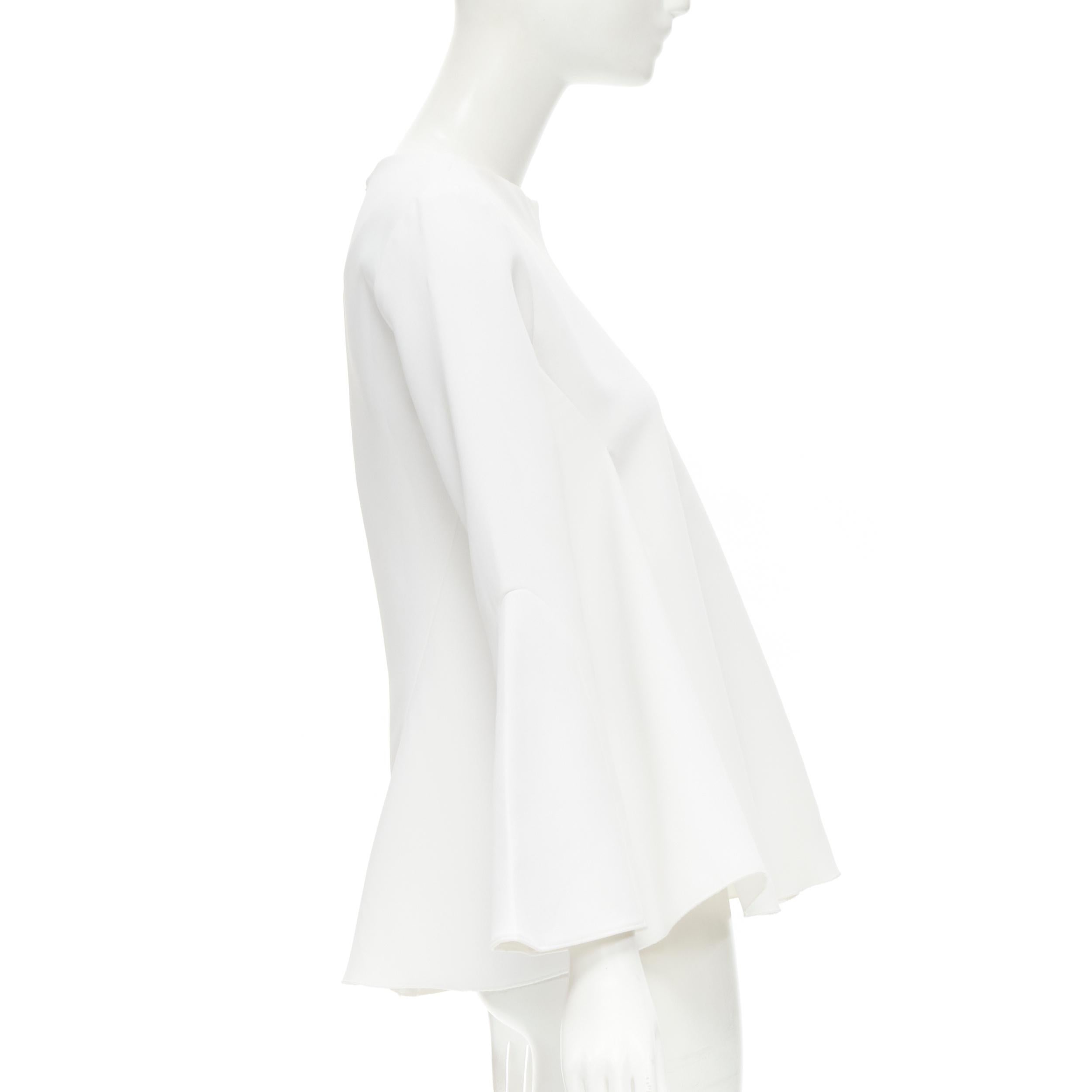 ELLERY white crepe flutter bell sleeve flared top US4 S In Fair Condition In Hong Kong, NT