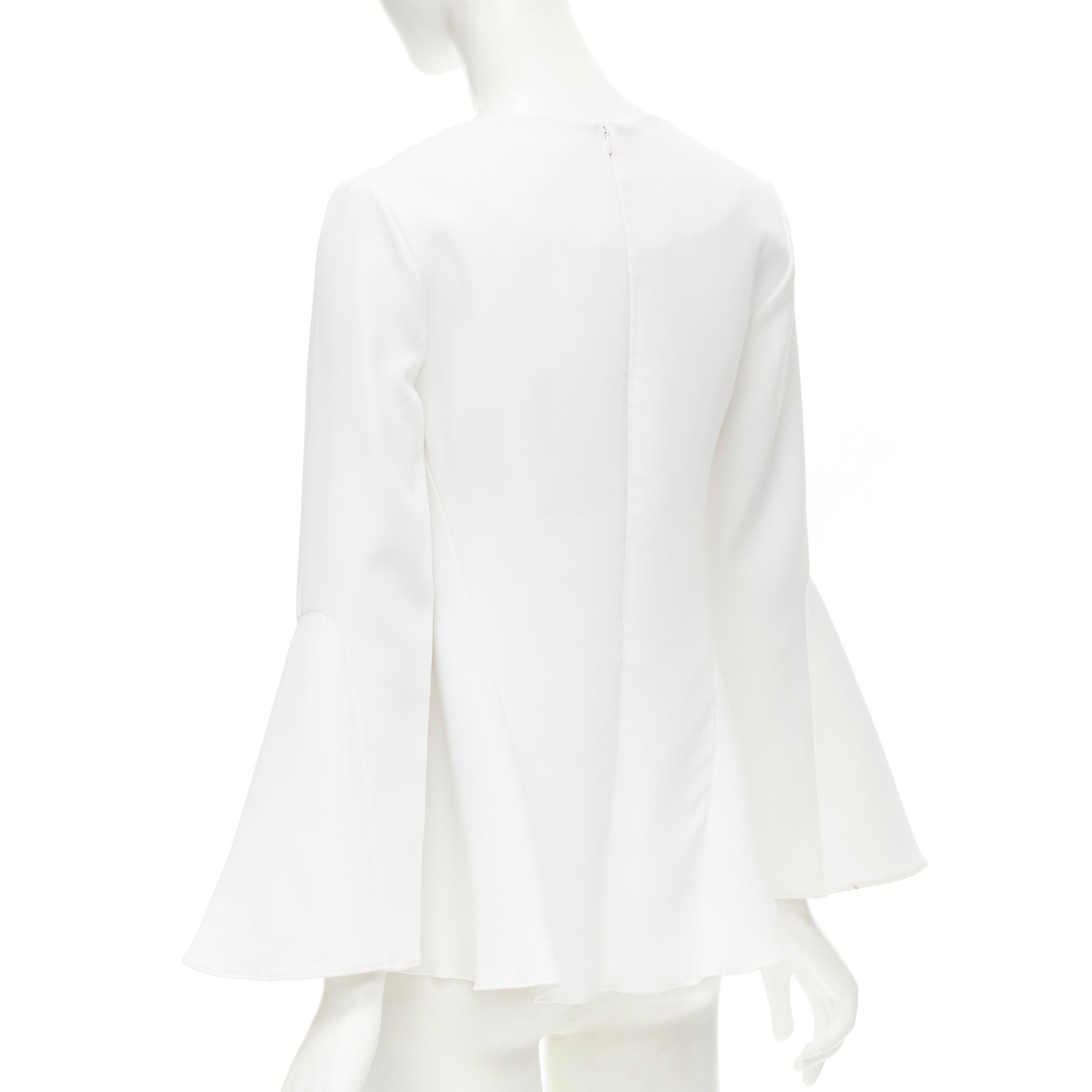ELLERY white crepe flutter bell sleeve flared top US4 S 1