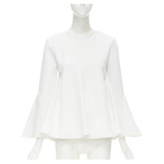 ELLERY white crepe flutter bell sleeve flared top US4 S