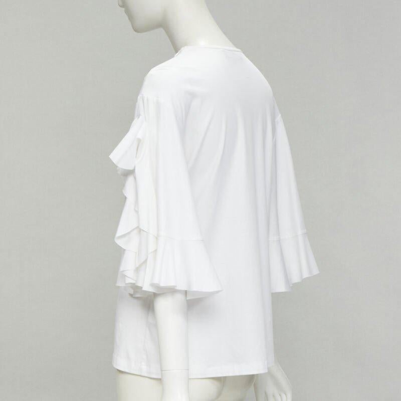 ELLERY white wide ruffle sleeves cut out side cotton tshirt US4 S For Sale 1
