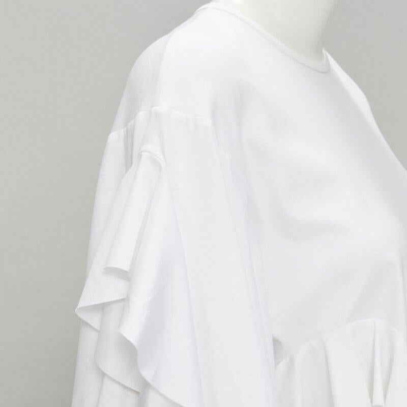 ELLERY white wide ruffle sleeves cut out side cotton tshirt US4 S For Sale 2