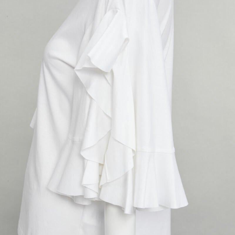 ELLERY white wide ruffle sleeves cut out side cotton tshirt US4 S For Sale 3