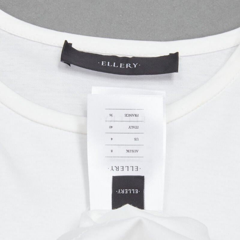 ELLERY white wide ruffle sleeves cut out side cotton tshirt US4 S For Sale 4