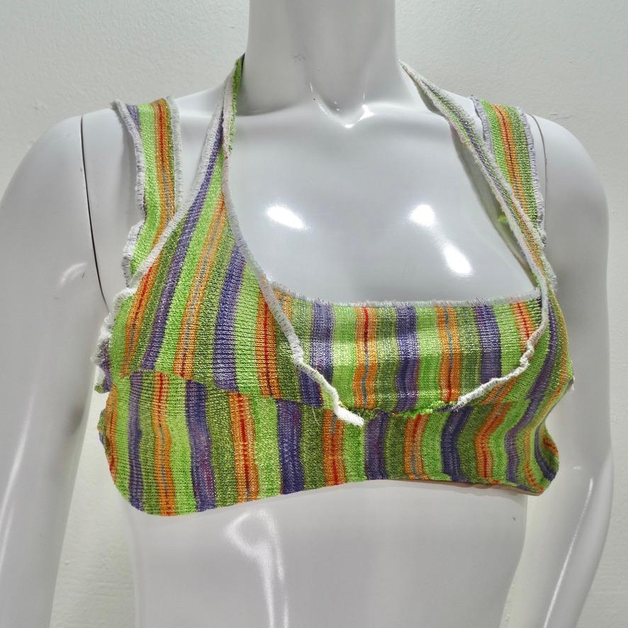 This hand crafted bralette top is such a fun piece to play around with styling! One of a kind hand dyed bralette sustainably made from excess knit scraps. The center of the bust area is lined with nude spandex blend and the rest of the bralette is
