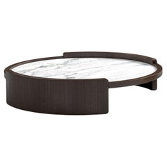 Table basse en frêne noir et marbre blanc ELLIE 120
