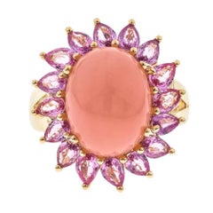 Ellie 14K Yellow Gold Oval-Cab Pink Opal Ring