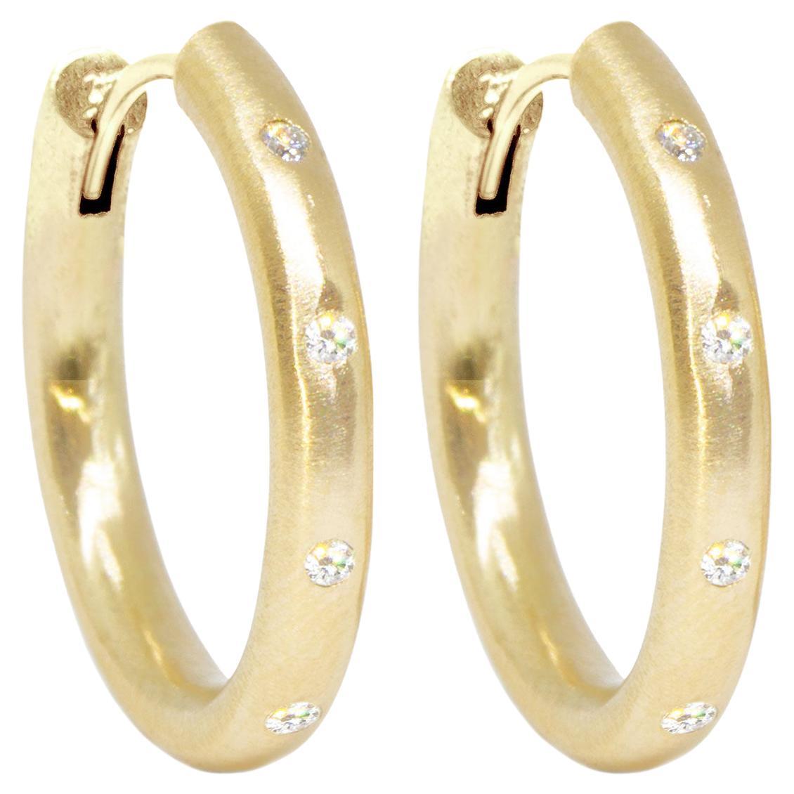 Ellie Natural Diamond Gold Hoop Earrings