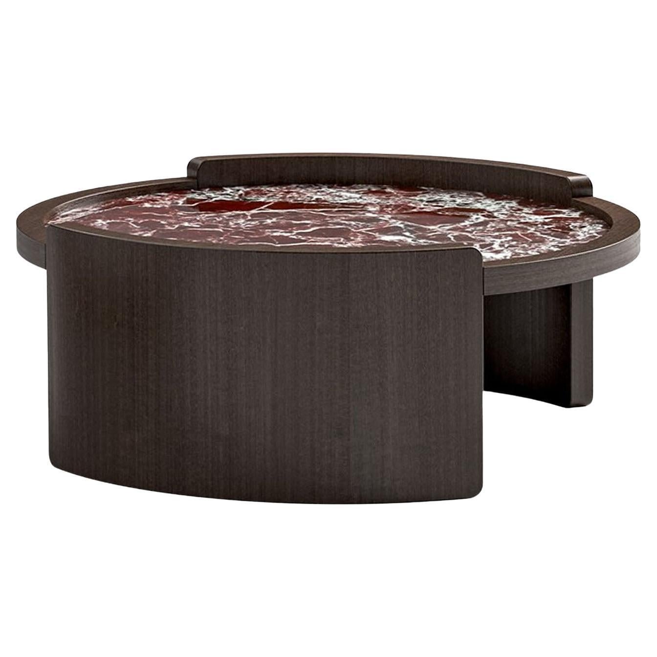 Mesa baja ELLIE 90 Fresno negro y tapa de mármol