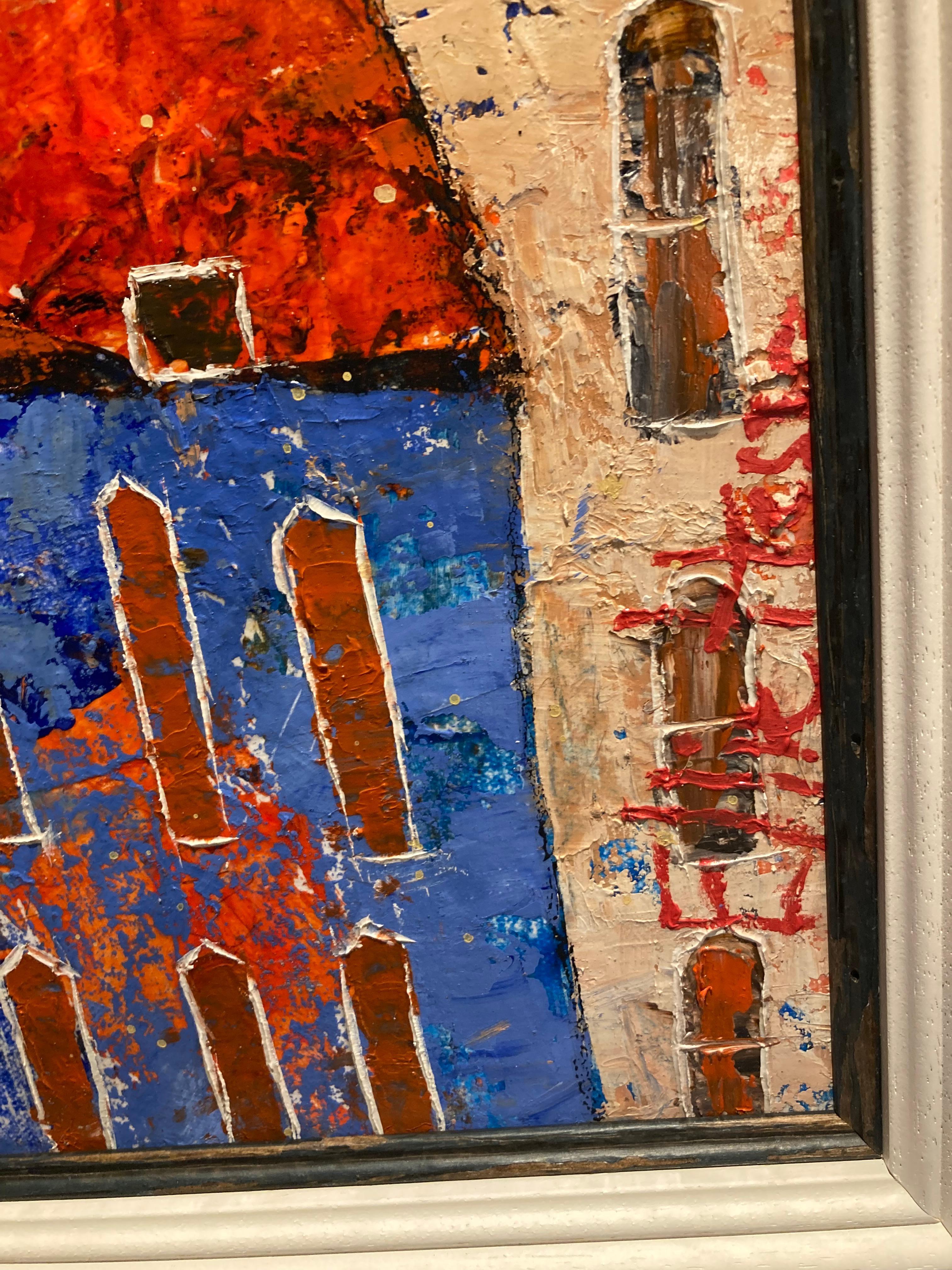 enmarcado en un marco de madera beige
medidas enmarcadas: 75 x 75 cm

Totalmente autodidacta, Ellie es conocida principalmente por sus paisajes urbanos de vibrantes colores, aunque en los últimos años ha desarrollado su arte para incluir obras más