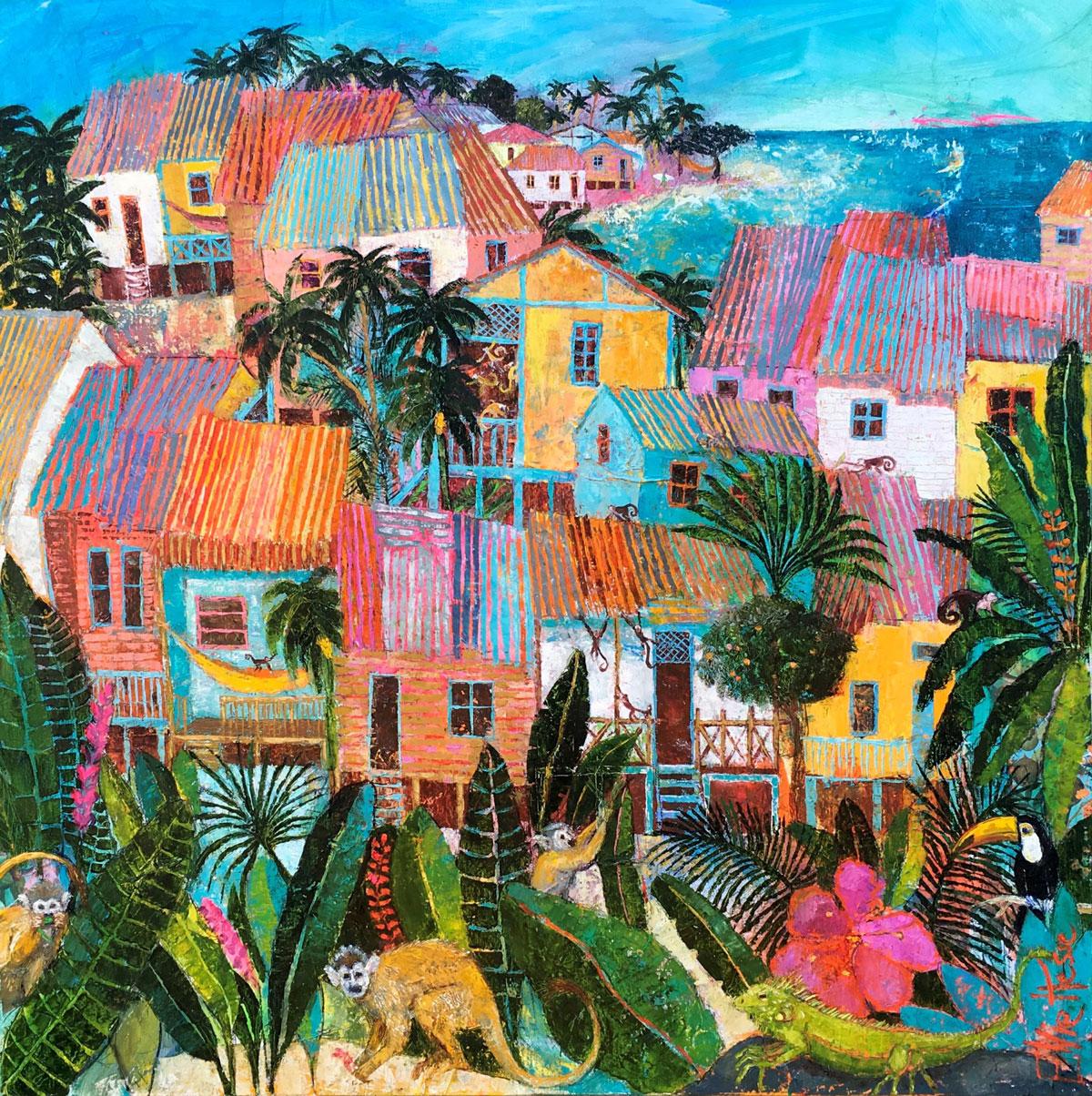 Costa Rica (Pura Vida) - contemporary tropical holiday Caribbean oil painting