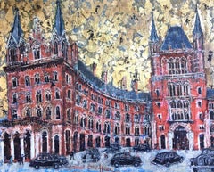 Fliegend nach Hause aus St. Pancras  - Contemporary colorful mixed media painting