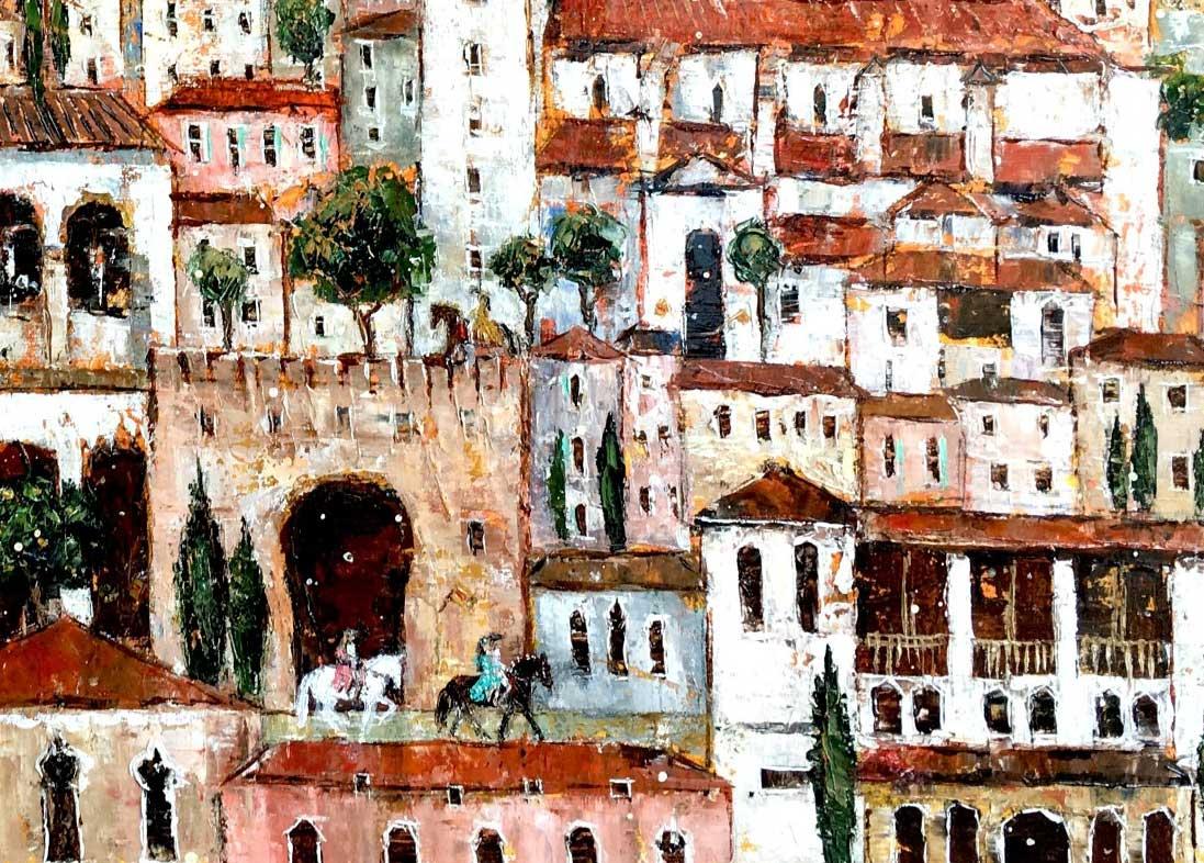 Granada, Andalucia  - contemporary colourful mixed media painting - Painting by Ellie Hesse
