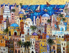 Magic Carpet Ride - An Exotic, Colourful City: Oil on Canvas