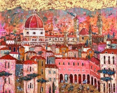 Renaissance Florence - contemporary colorful Italian landscape oil painting
