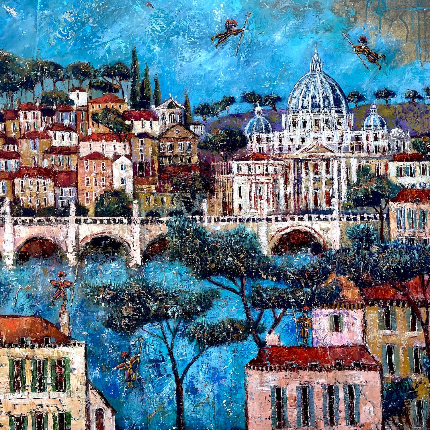 Ellie Hesse Landscape Painting – Schweizergarde, Petersdom, Rom