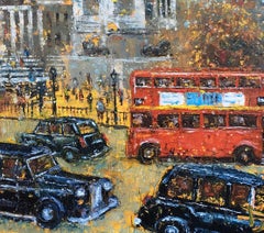 Trafalgar Square - contemporary landscape colourful mixed media painting