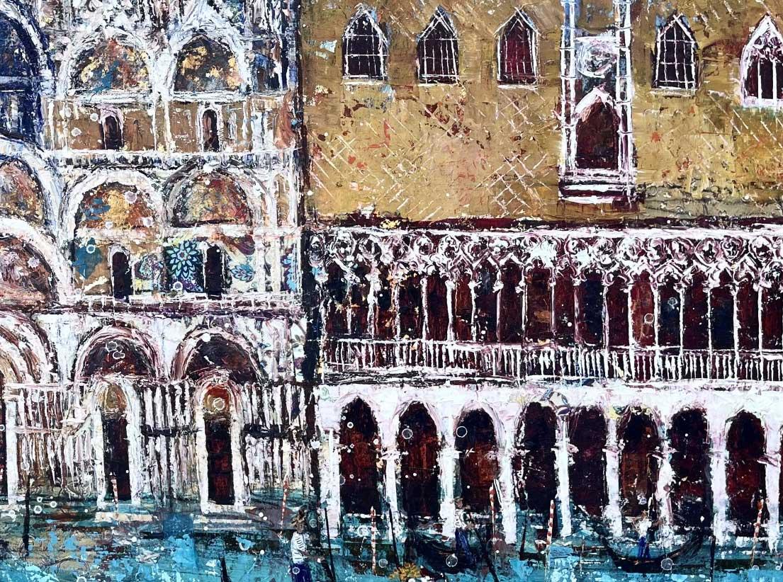 Venezia di Fantasia - contemporary landscape colourful - Painting by Ellie Hesse