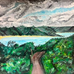 Contemporary British Blue Sea Coastal Pathway Landscape In Padstow Cornwall