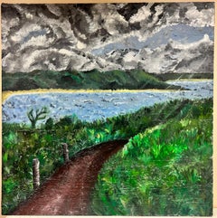 Contemporary British Grey Cloud Coastal Pathway Landscape In Padstow Cornwall