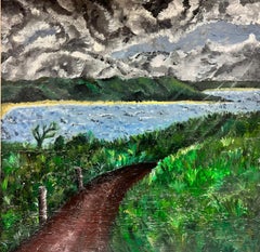 Contemporary British Grey Cloud Coastal Pathway Landscape In Padstow Cornwall