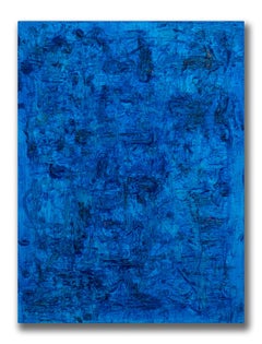 Ellie Riley "Deep Water I" 4-Foot Acrylic on Canvas, Textured Blue Abstract