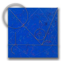 Ellie Riley "Tactile Visions-Blue" 4+-Foot Acrylic & Stainless Steel on Canvas