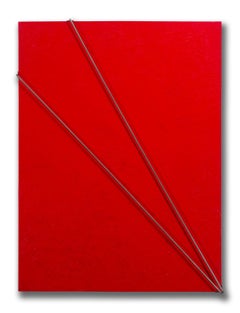 Ellie Riley "Tactile Visions-Red" 4-Foot Acrylic & Stainless Steel on Canvas