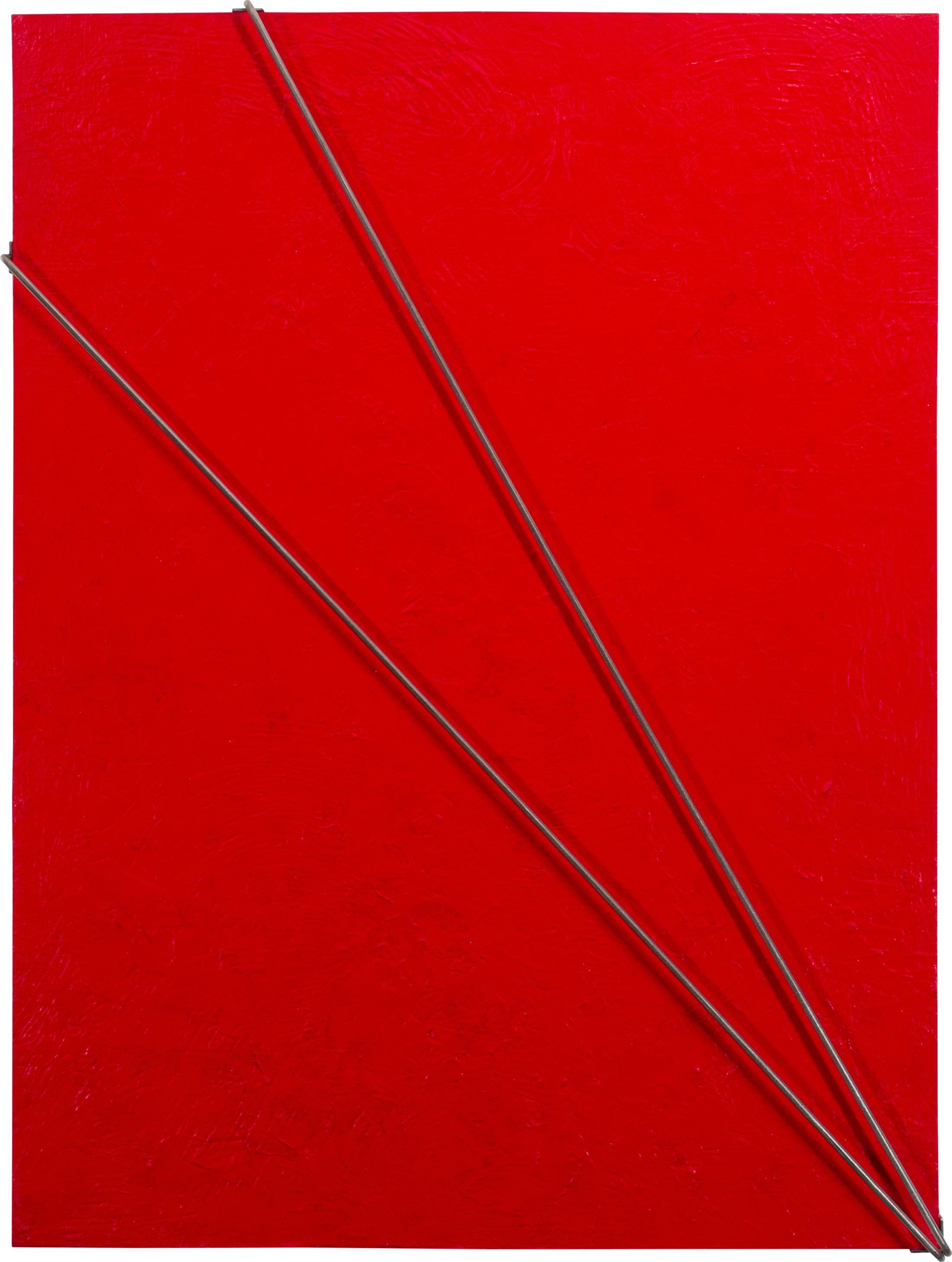 Ellie Riley "Tactile Visions-Red" 4-Foot Acrylic & Stainless Steel on Canvas