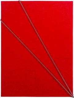 Ellie Riley "Visiones táctiles-Rojo" 4 pies Acrílico y acero inoxidable sobre lienzo