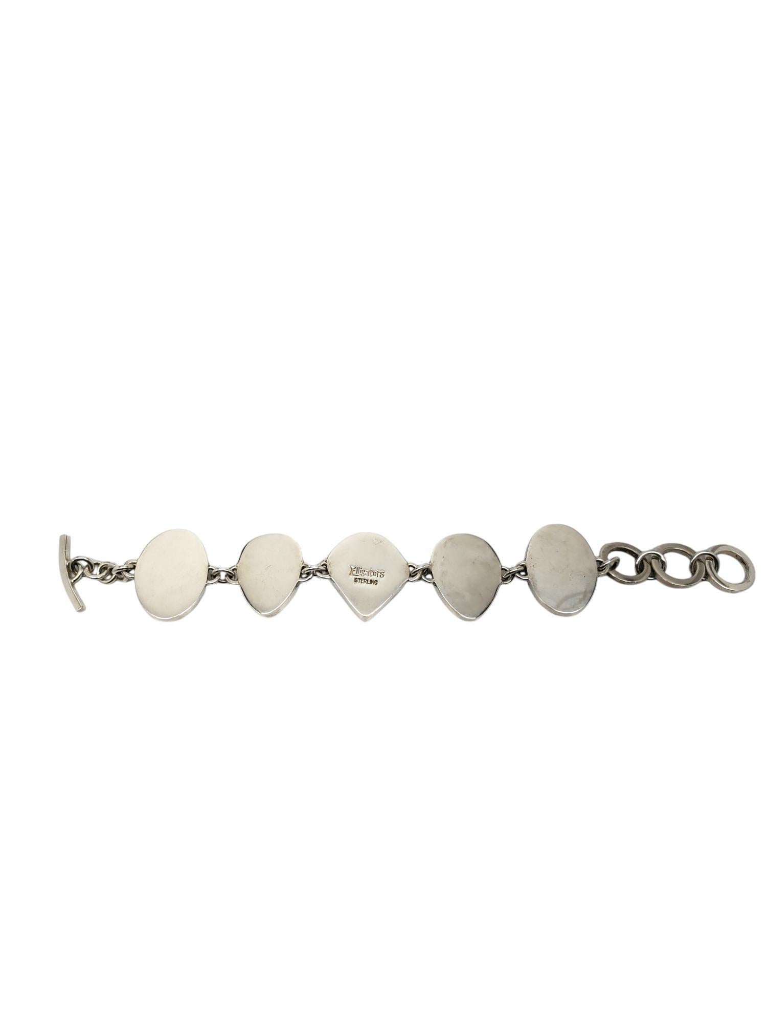 Bracciale a maglie in argento sterling con turchese di Elligators #19505 In condizioni buone in vendita a Washington Depot, CT