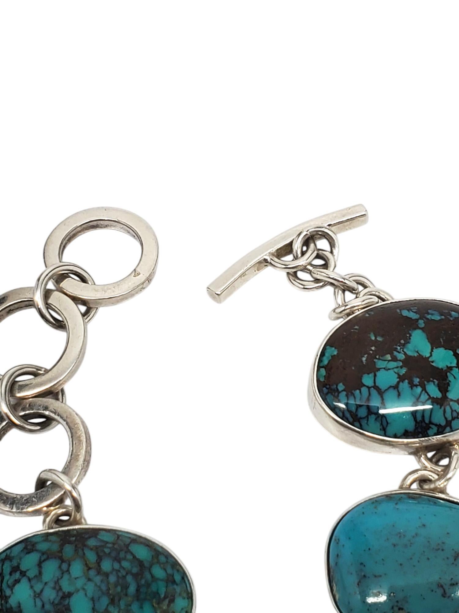 Donna Bracciale a maglie in argento sterling con turchese di Elligators #19505 in vendita