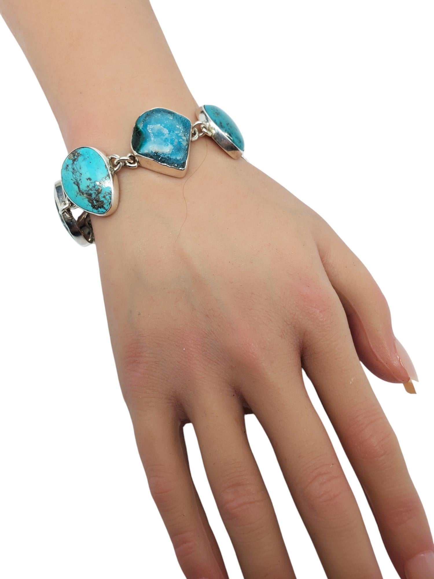 Bracciale a maglie in argento sterling con turchese di Elligators #19505 in vendita 3