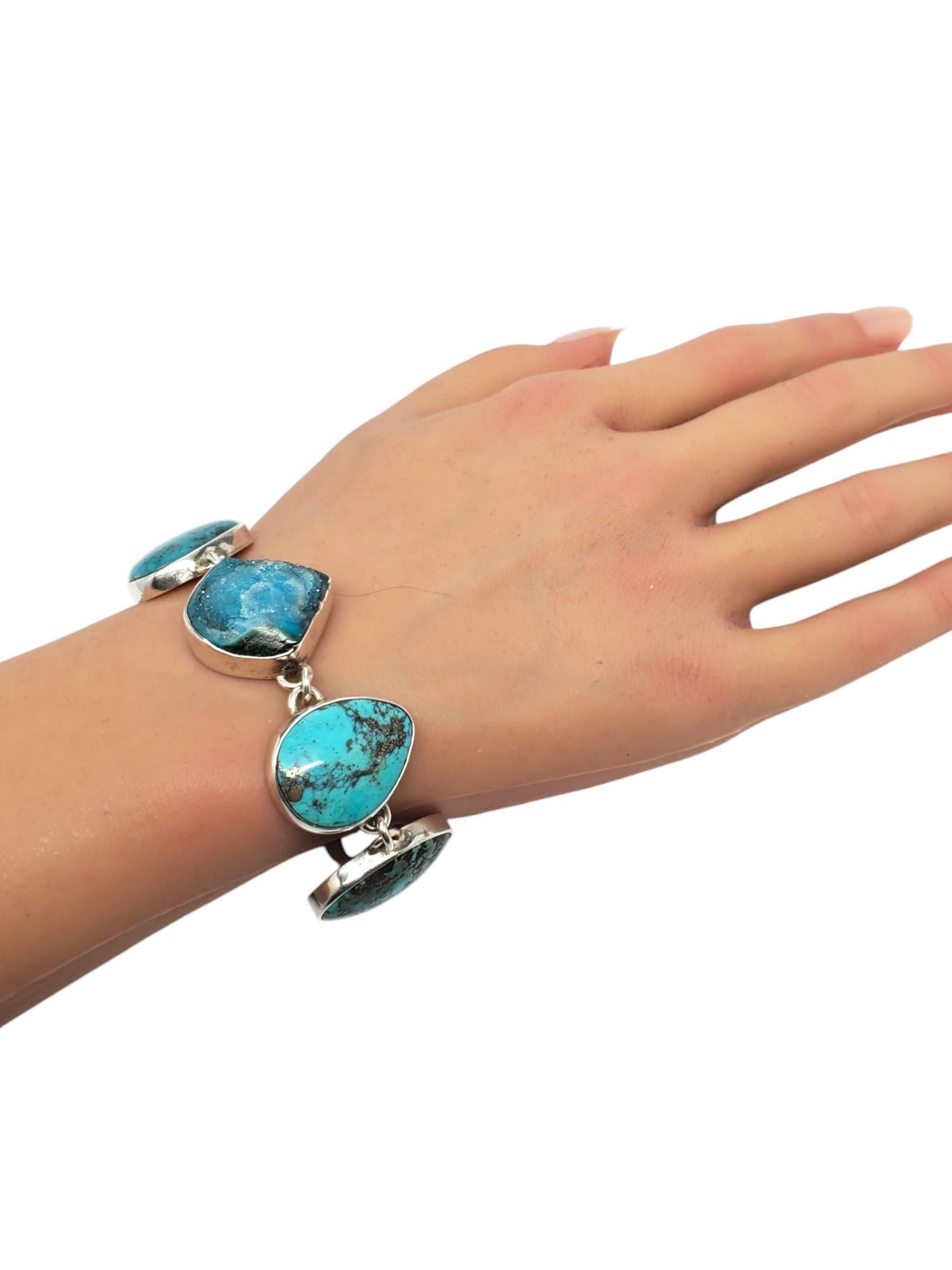 Bracciale a maglie in argento sterling con turchese di Elligators #19505 in vendita 4