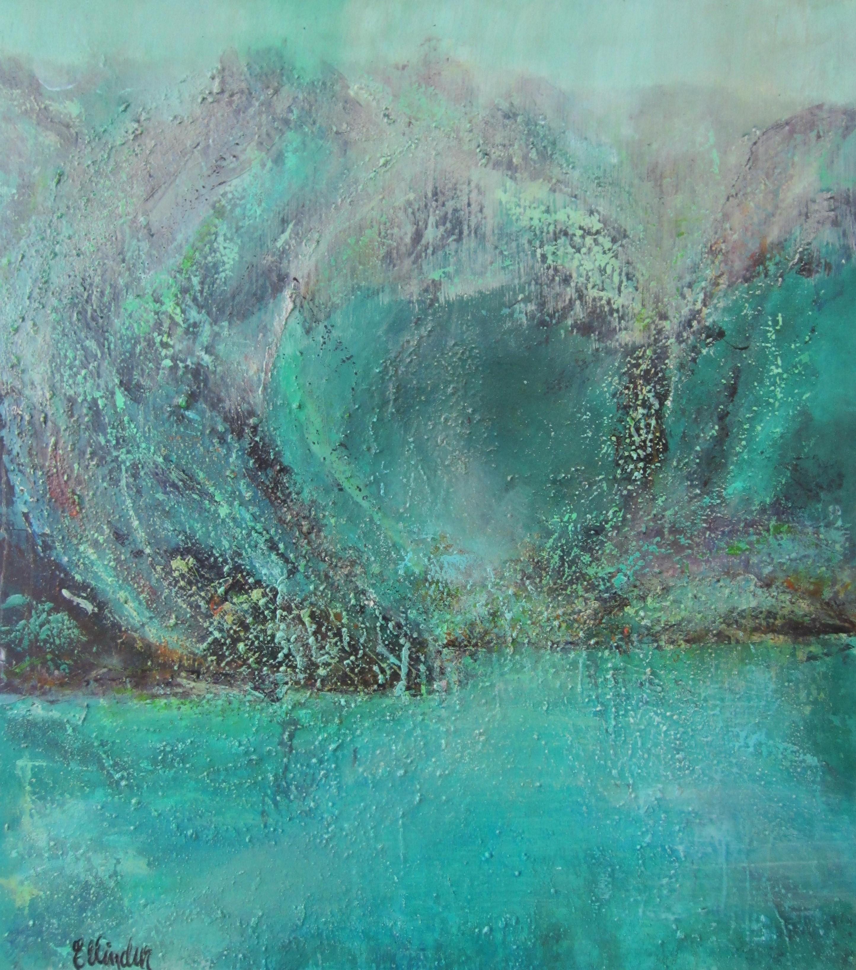 Ellindur Egilstrøđ Landscape Painting - "Intentionality" - Semi-abstract  Landscape. Mixed media with oil on canvas.