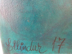 "Still got the blues" - Semi-abstract landscape. Mixed media with oil on canvas.