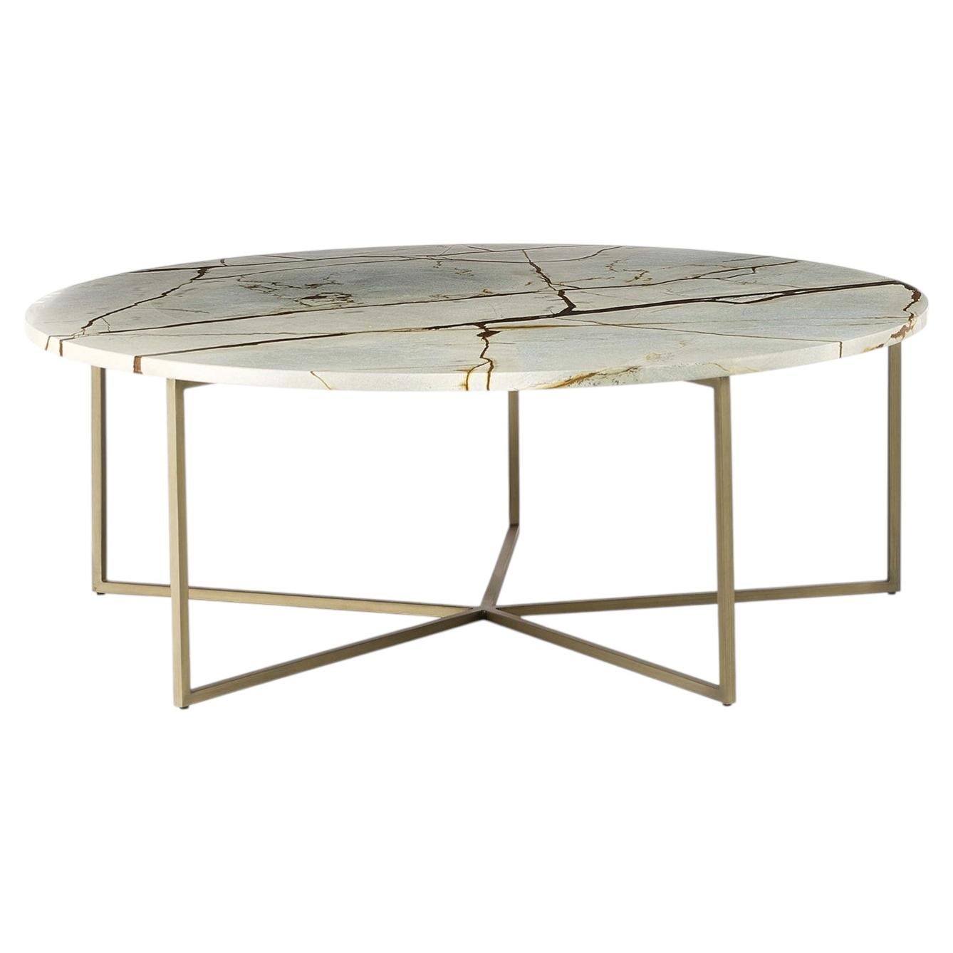 Elliot 110 Blue Roma Quartzite & Bronze Coffee Table For Sale