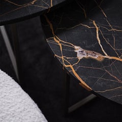 Elliot 110 Elegant Brown Stone & Bronze Coffee Table