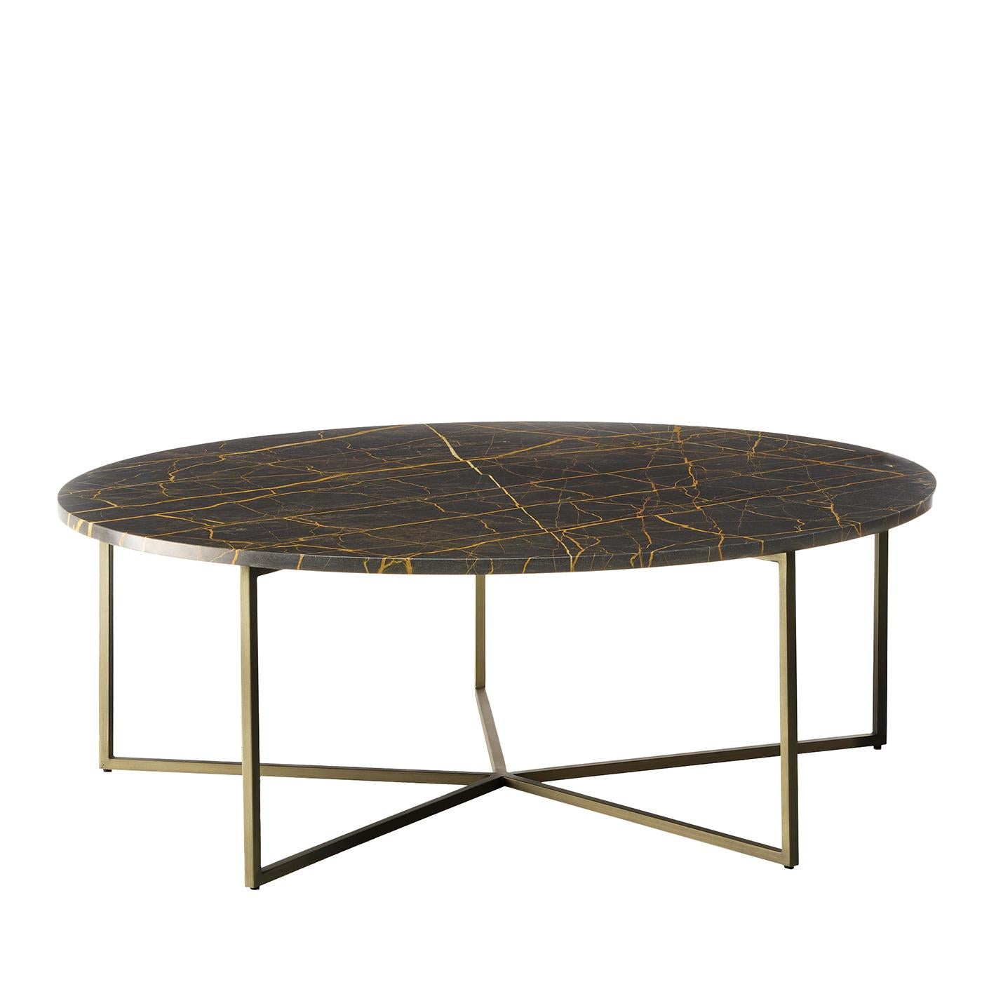 XXIe siècle et contemporain Table basse Port Laurent 110 en marbre et bronze par Black Tie en vente