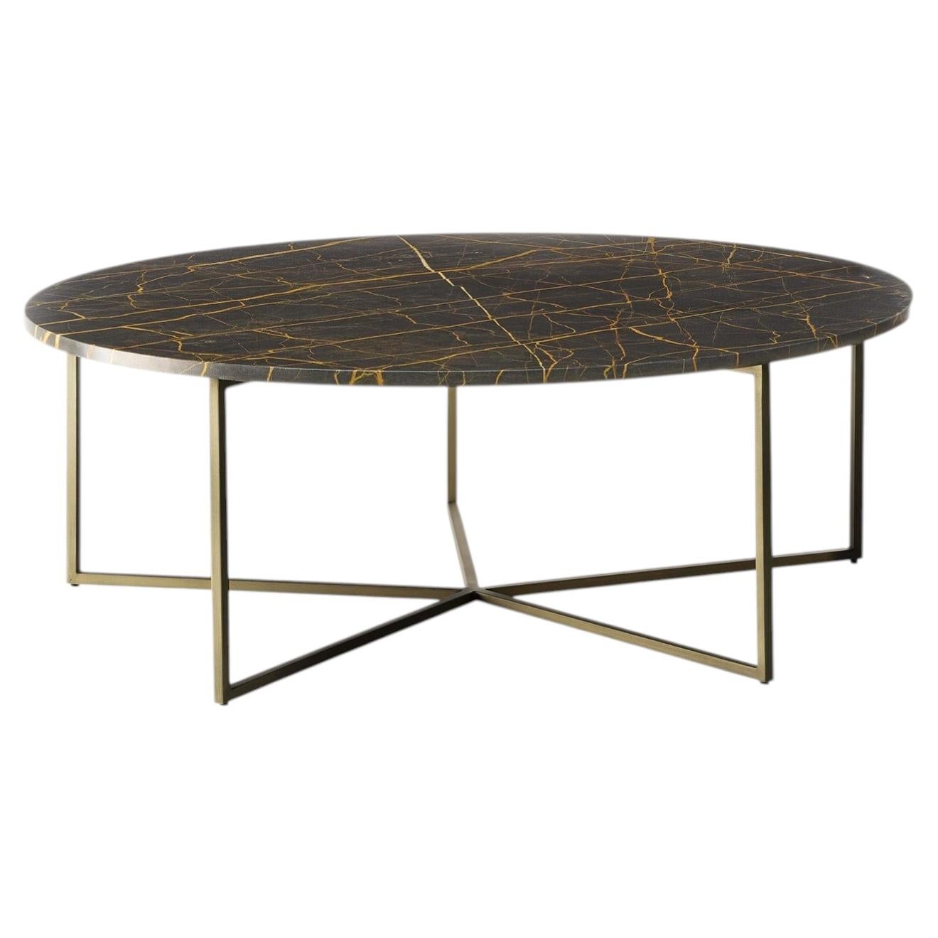 Elliot 110 Port Laurent Couchtisch aus Marmor und Bronze im Angebot